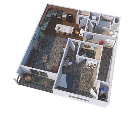 Floor plan for 1 bed, 1 bath, 821 sqft